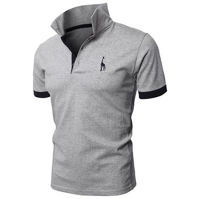 Produkt Mehrfarbiges, kurzärmliges Herren-Poloshirt, lässiges, mit Hirschmotiv besticktes Oberteil, schmales, dünnes Outdoor-T-Shirt
