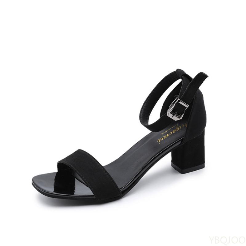 Ladies summer Sandals New open toe thick heel shoes Roman high heels with a single buckle strap Elegant sexy Women's sandal 2025