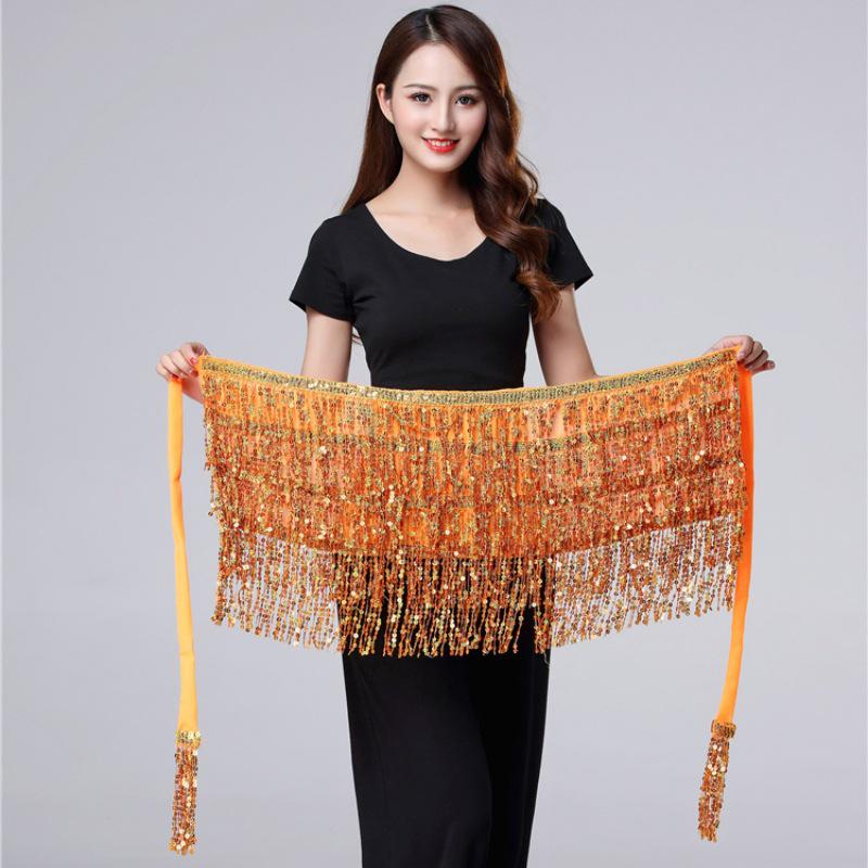 Halloween Belly Dance Costume with Sequin Tassels and Hip Scarf Waist Chain