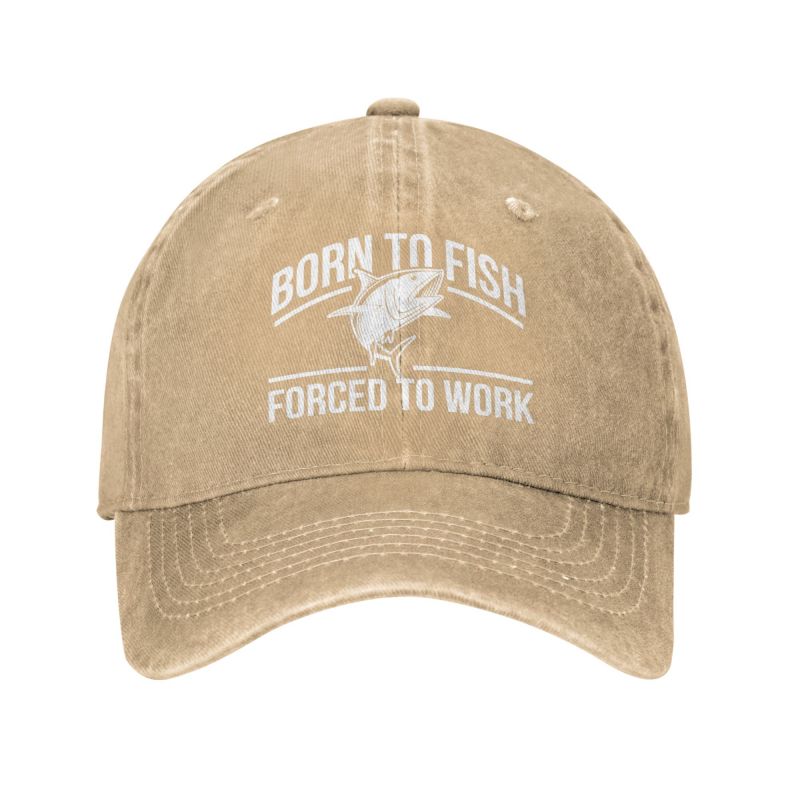 Born To Fish Forced To Work Baseballkappe, Sport, Unisex, Damen, verstellbar, Angelsucht, Fischerhut, Sommer