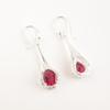Naturlig Rosa Rubellit Ädelsten Stämplad 925 Silver Zirkon Hängande Örhängen 1,86" CZE-7-7