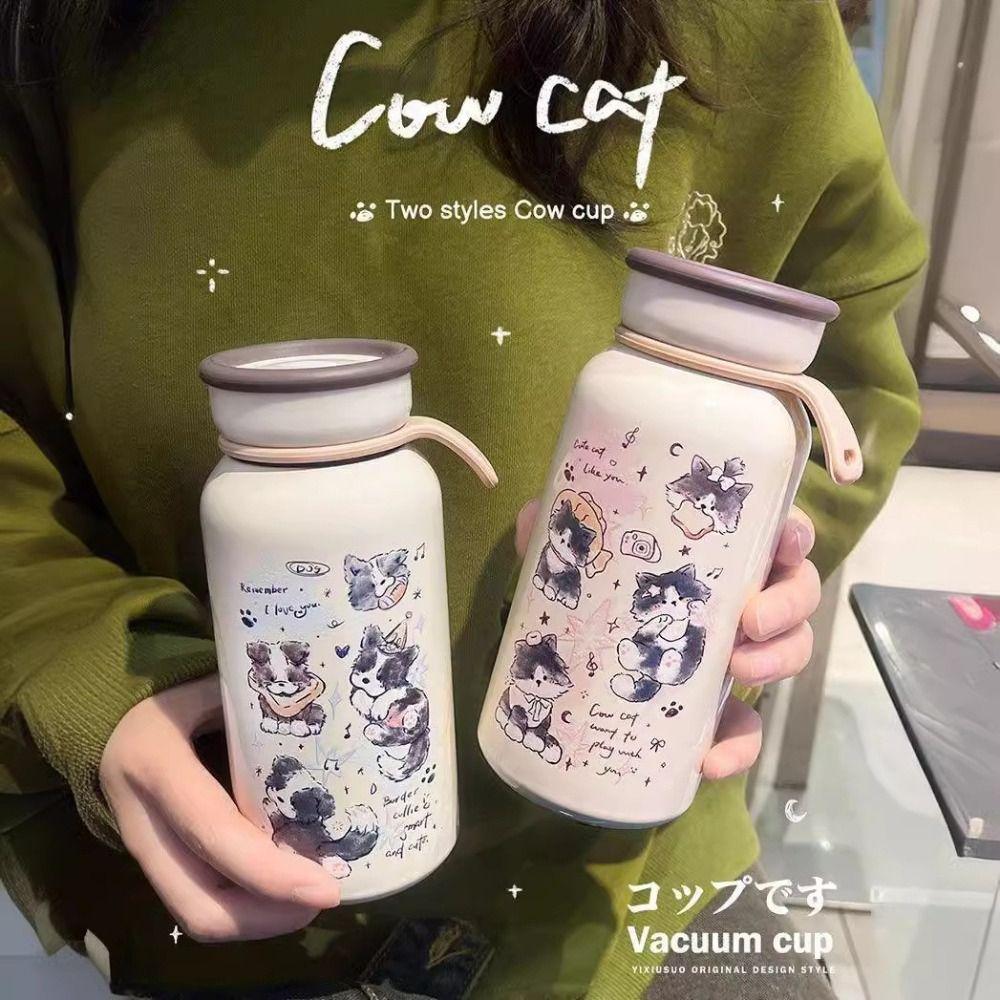 Stainless Steel Cute Cat Thermos Cup Large Capacity Cute Cat Thermos Bottle Autumn