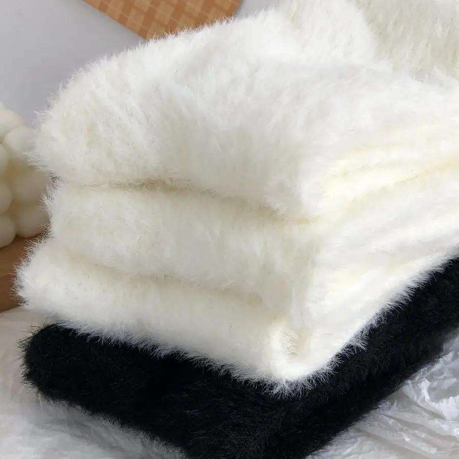 Mink Velvet Socks for Women and Men Autumn and Winter Thicken Thermal Coral Velvet Sleep Plush Floor Black White Socks Underwear