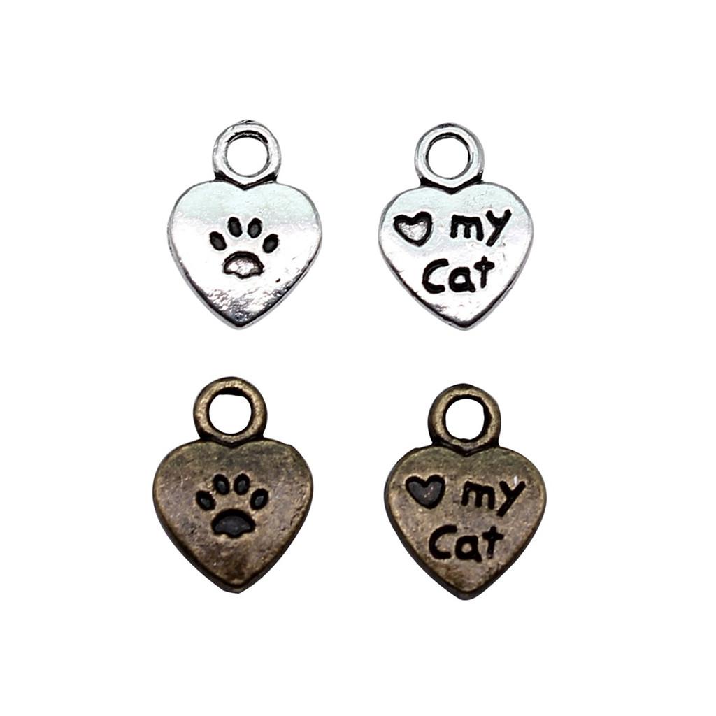 Charms Cat Pendants Heart Alloy Crafts For DIY Jewelry Making Accessories