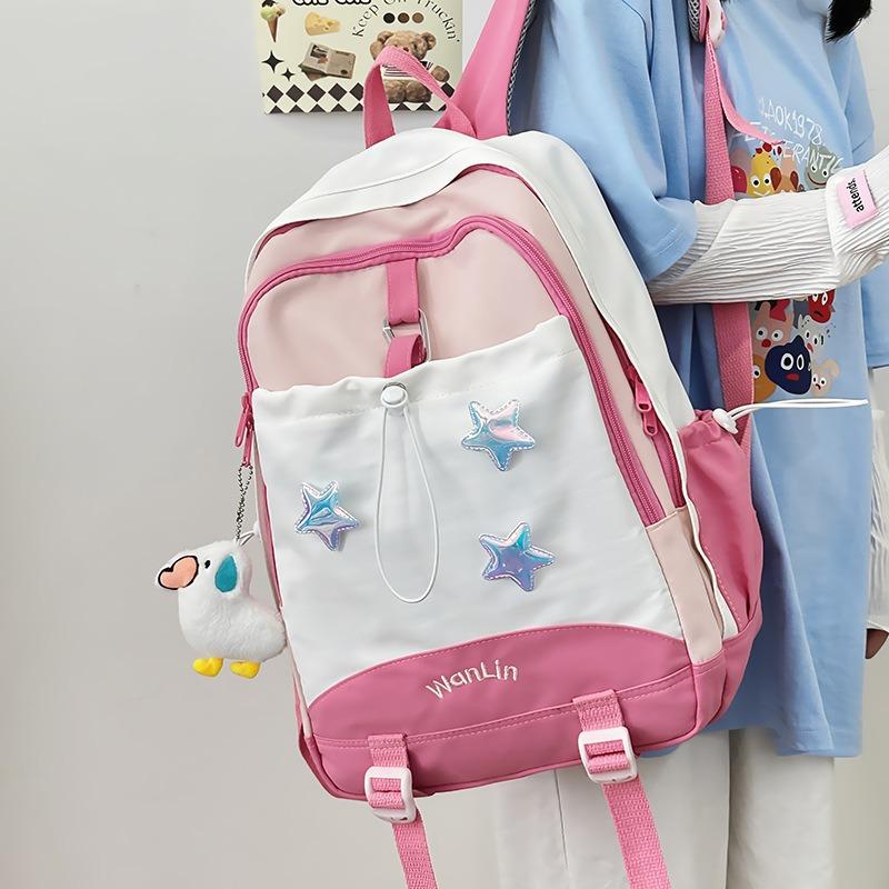 Macaron Cute Versatile Junior High School Schoolbag Female Contrasting Color Backpack High Value High School Backpack