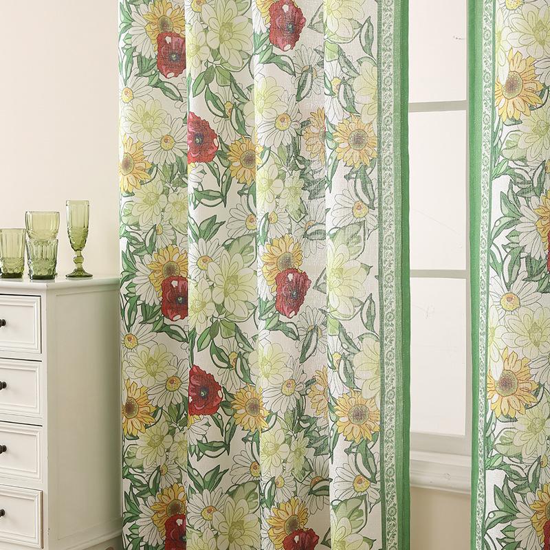 Perdele Moderne Simple cu Imprimeu cu Plante Proaspete, de Înaltă Calitate, cu Imprimeu Dezordonat Semi-Opac, pentru Birou, Living, Balcon, Dormitor