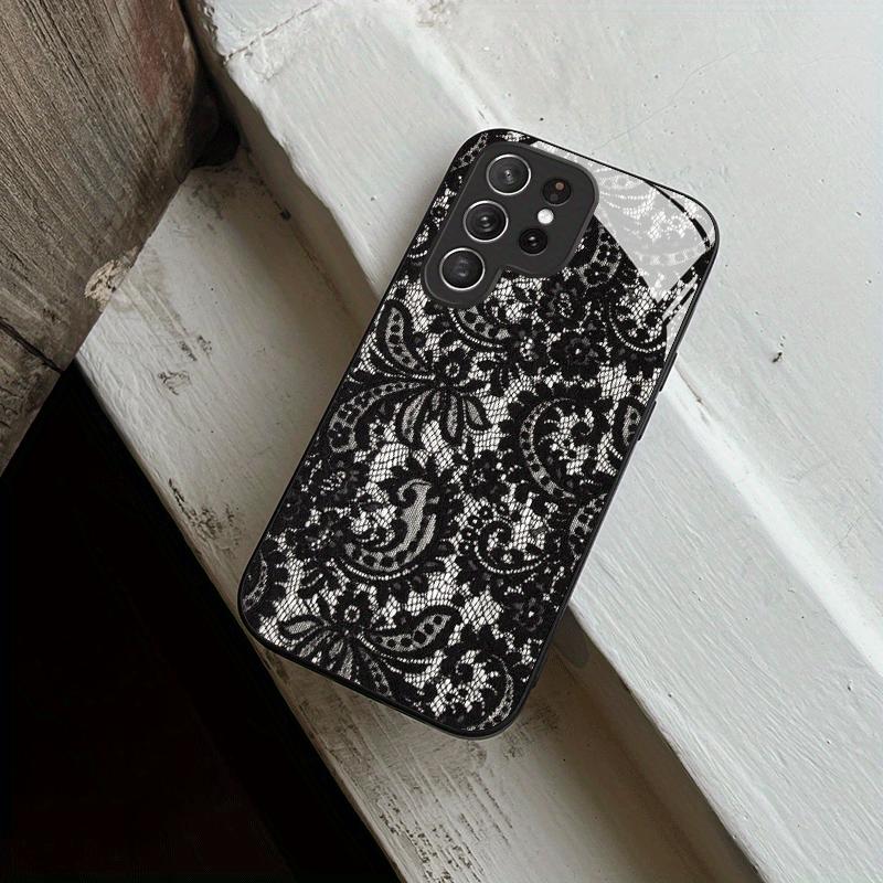 Szklane etui na telefon z koronkowym wzorem, odpowiednie do Samsung Galaxy S26 S25 S24 S23 S22 S20 FE/Ultra/Plus, pyłoszczelne i odporne na wstrząsy