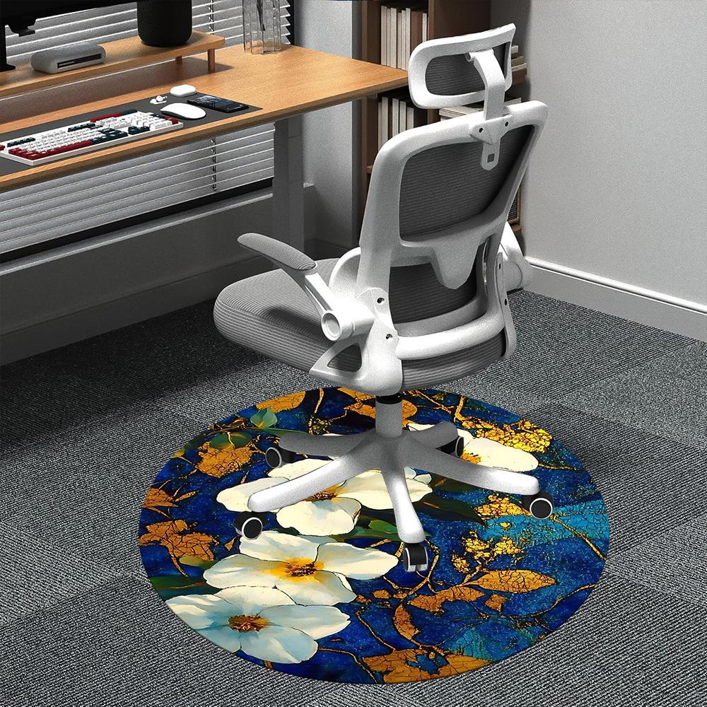 

1pc Floral Abstract Office Round Area Rug, Indoor Mat Suitable ForOffice, Under Office Chairs Bedroom Living Room Home Decor, Room Deco D087 80cm by 80cm