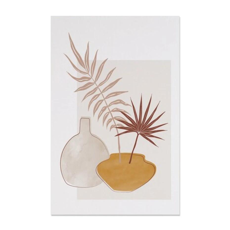 Boho Abstract Yellow Leaf Foliage Poster, Minimalist Wall Art, Print Picture, Botanical Canvas Painting, Living Room, Home Decor