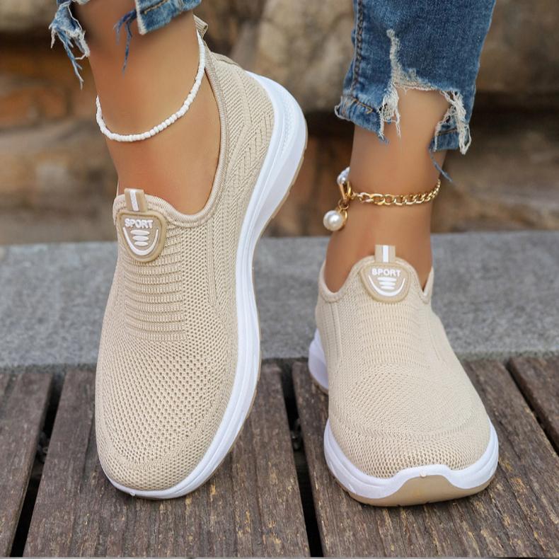 Fashion Breathable Non-slip Flying Woven Shoes, Mesh Shoes, Women's Comfortable Slip-on Lightweight Driving Shoes Soft-soled Comfortable Walking Shoes