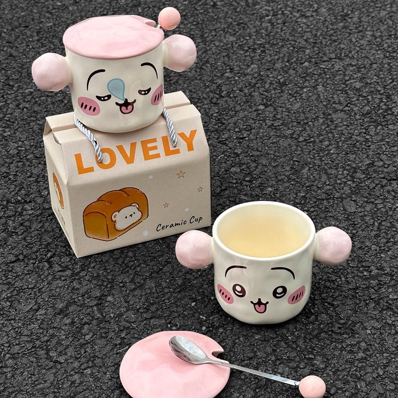 Girls' Heart Cup with High Appearance and Cute Ceramic Mug with Lid Birthday Gift for Girls Practical Gift Box for Best Friend