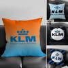 Netherlands K-Klm R-Royal Dutch Airlines Pillow Case Home Dorm Chair Back Short Plush Double-sided Printing Office Cushion Cover