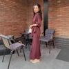 Cross-border European and American Women's Clothing, New Solid Color Belt Cardigan In Autumn 2025, Soft Temperament Long Dress Set