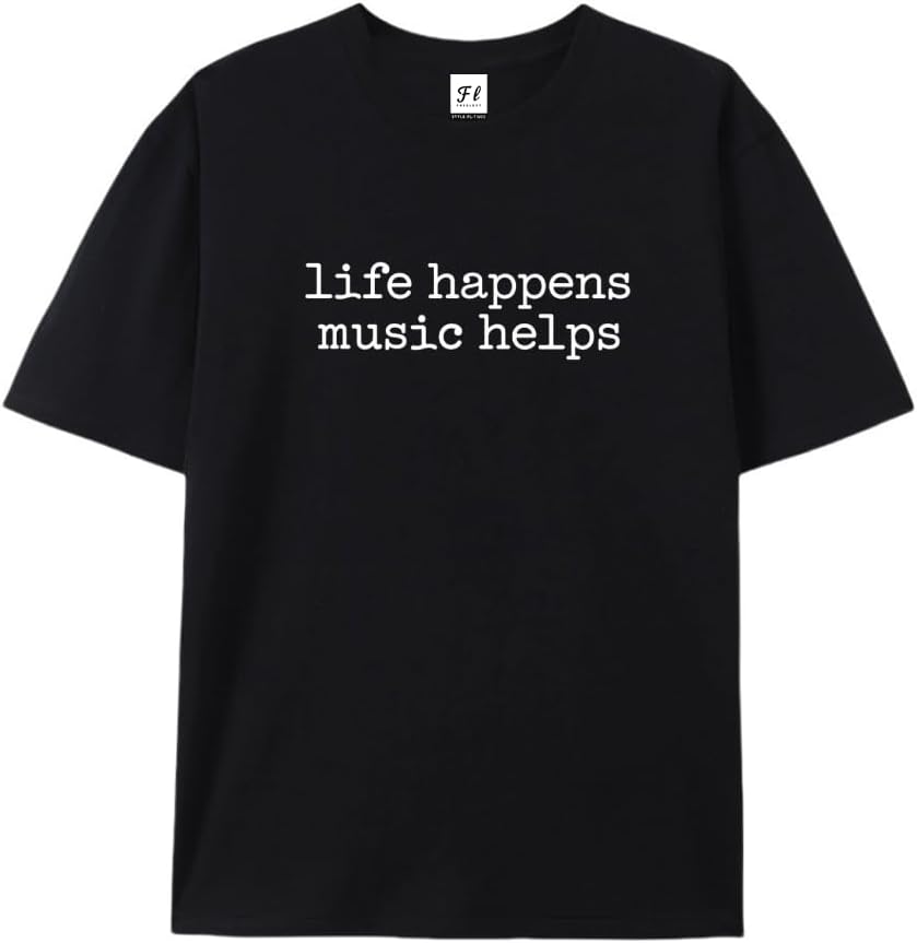 Music Lover Shirt, Life Happens, Music Helps Shirt S разноцветный