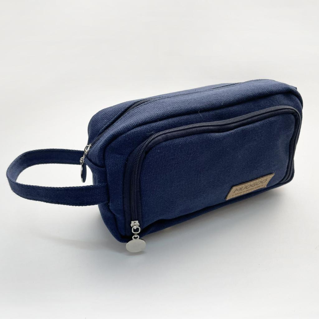 Big Capacity Canvas Fabric Pencil Bag Portable Pencil Case Special Open Window Design