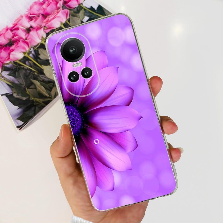 For Oppo Reno10 Pro Case Reno 10 5G Cover Soft TPU Black Silcione Bumper Coque For Reno 10pro Global Funads Women Fashion Print
