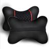 2Pcs PU Leather Knitted Car Pillows Headrest Neck Rest Cushion Support Seat Accessories Auto Black Safety Pillow Universal