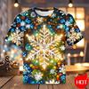 Funny 3D Snowflake Print Men's T Shirt Christmas Casual Loose Short Sleeve Tops Fashion New Year Gift