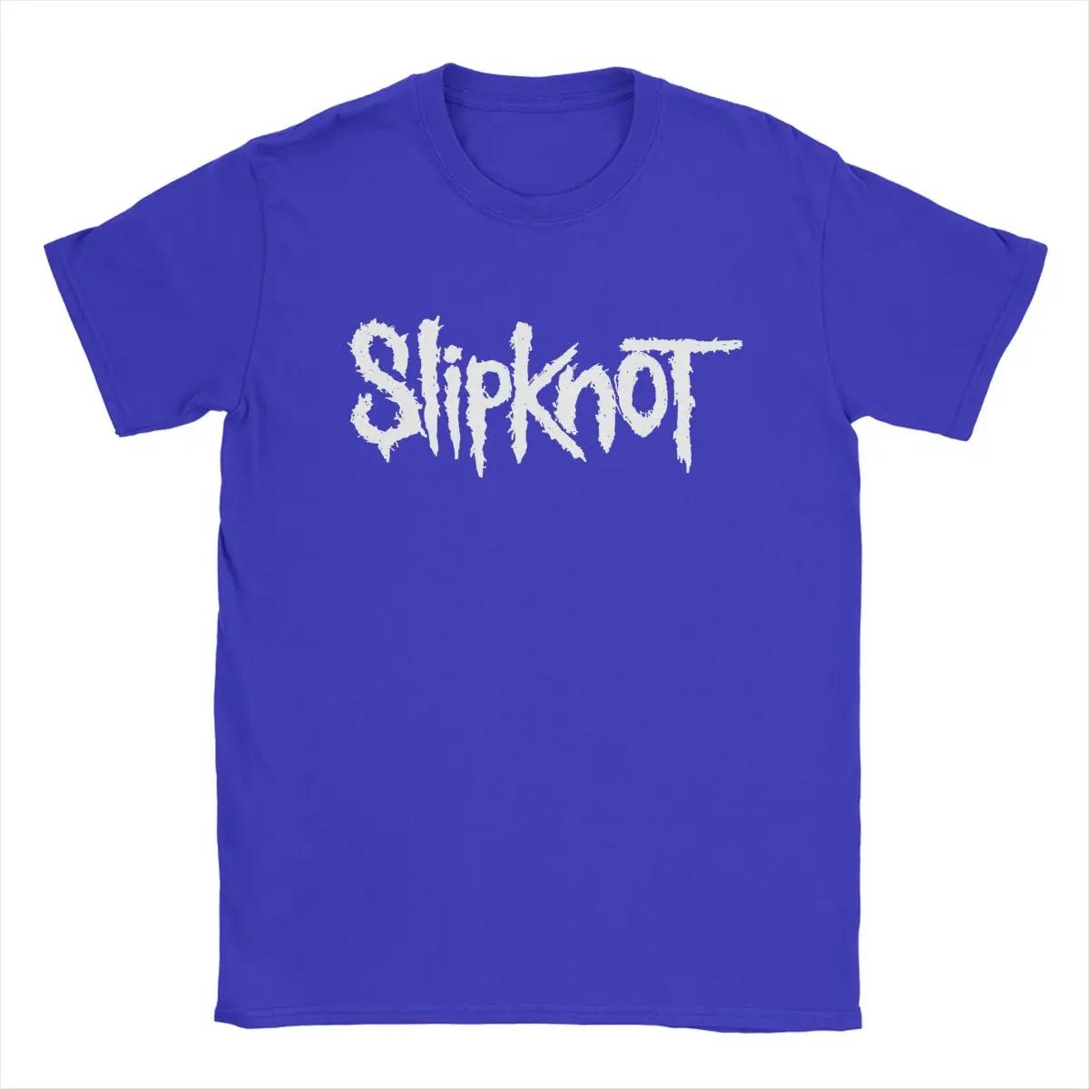 Comfortable season Slipknots-Logo T-shirt Heren Puur Katoen Nieuwigheid T-shirts Ronde Hals T-shirts Korte Mouw Tops Cadeau Idee L blauw