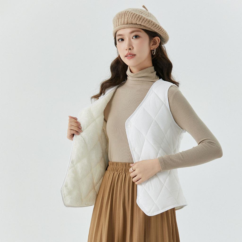 GMXIA Women's Autumn and Winter Short Velvet Vest Liner Warm Home Comfort Simple Women's Vest Jackets & Coats
