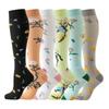 6 Pairs Mid Calf Compression Socks Sports Hiking Basketball Office Worker Calf Protection Stockings Varicose Vein Nurse Socks