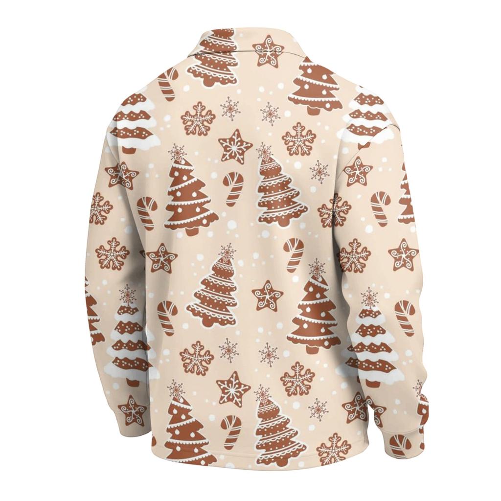 Men's Christmas Long Sleeve Button-Up Shirt for Holiday Parties and Casual Wear