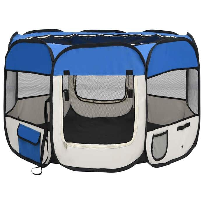 VidaXL Foldable Dog Playpen with Carry Bag Blue 90x90x58 Cm Enclosure 171013