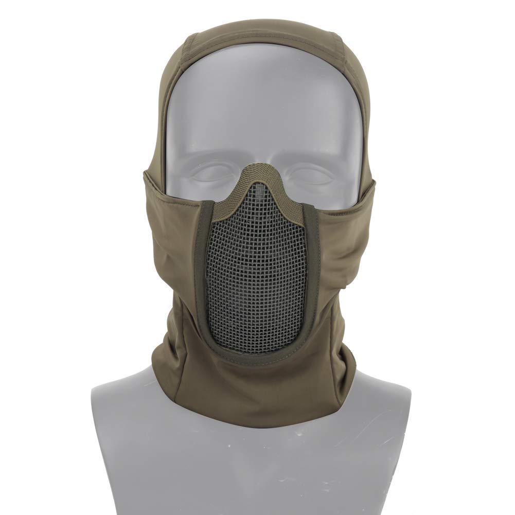 Masque Balaclava Protection Buccale Masque Demi-Visage Maille Respirante Casque Airsoft Profil Bas Accessoires de Chasse vert