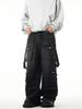 Unisex Yellow Retro Workwear Jeans - Loose Fit, Multi-Pocket, Straight Leg Hip-Hop Style