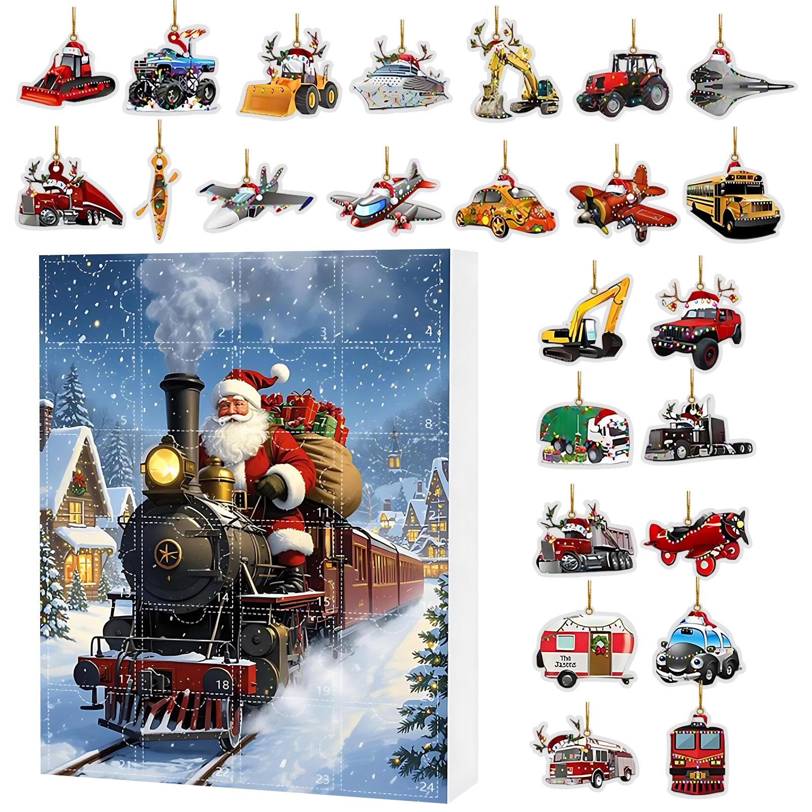 

2D Flat Box With Airplane-shaped Case, 24 Pendants, Christmas Countdown Pendant Calendar One Size