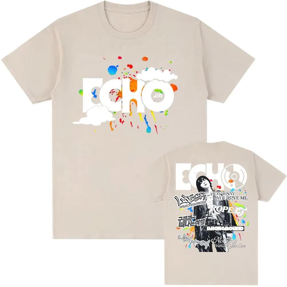 Jin Echo Solo Album T-shirt Short Sleeve Cotton Printed Tshirts Korean Singer Graphic Fashion T Shirt Streetwear Men Women