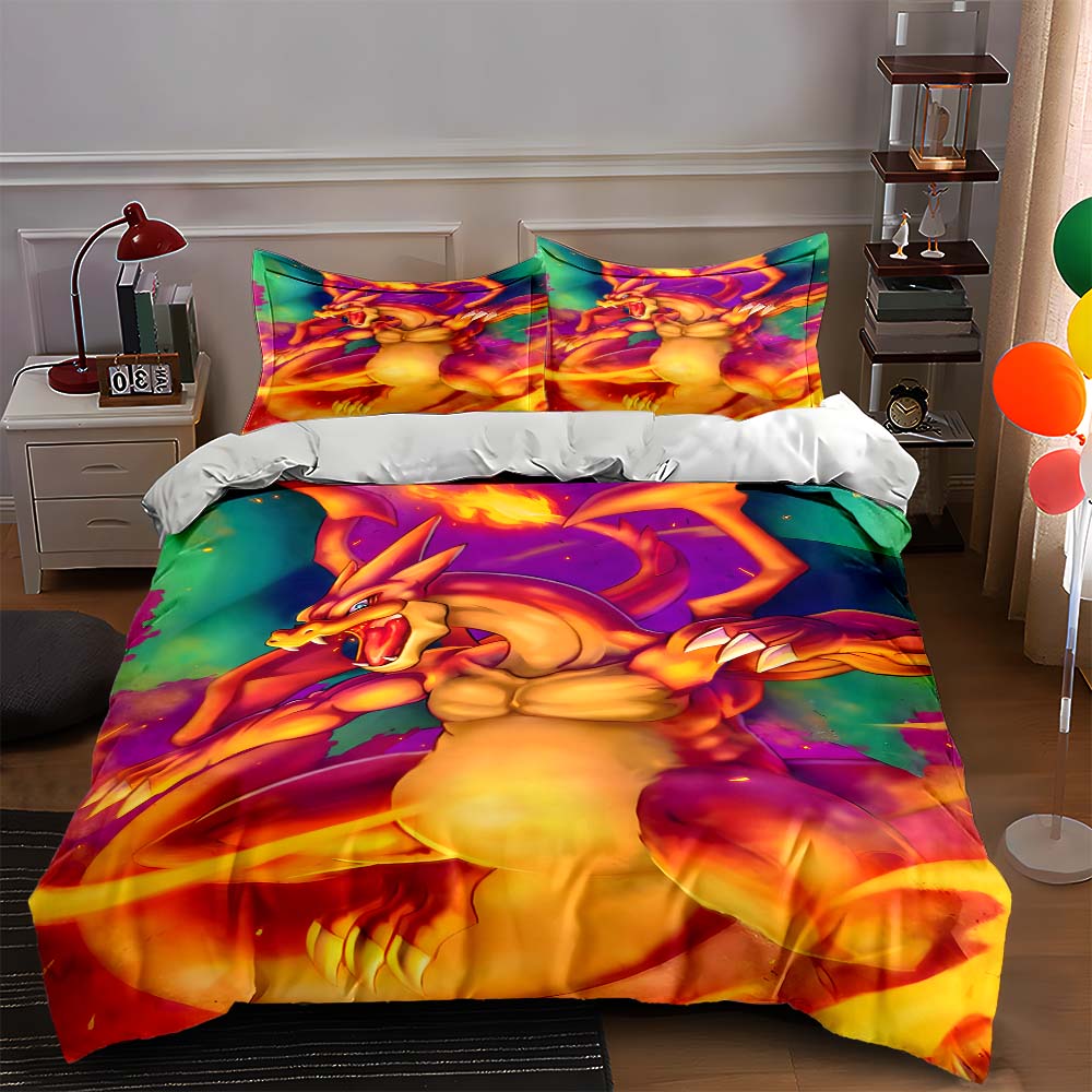 Fiery dragon illustration. Bedding Duvet cover sets Duvet covers Pillowcases gifts (1 * Duvet Cover 2 * Pillowcases, without duvet insert) 135x200cm