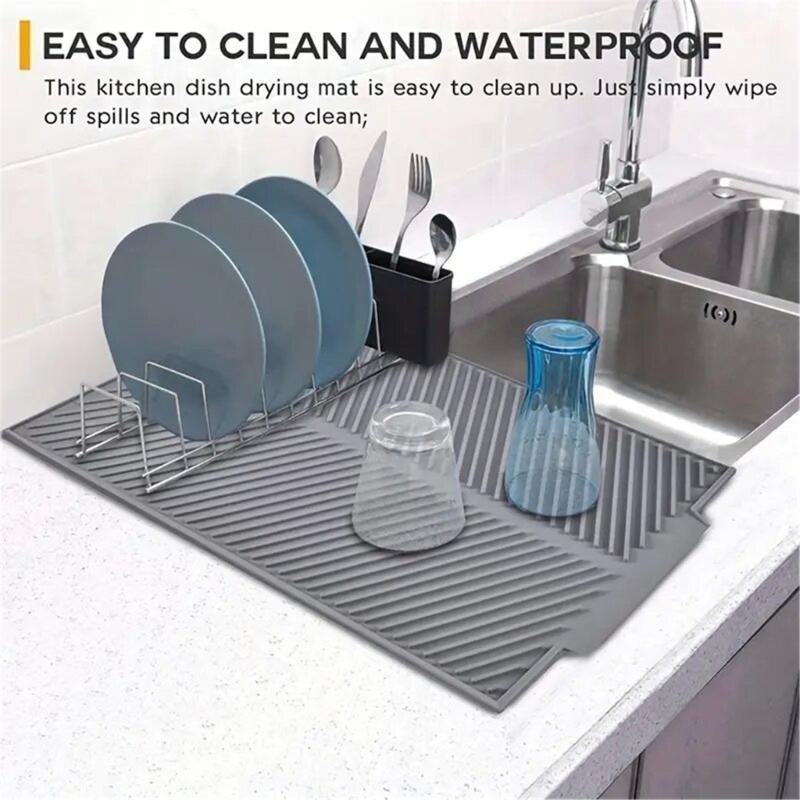 J0MC Heat Resistant Silicone Sink Mat for Draining Fruits and Vegetables Drying Pad