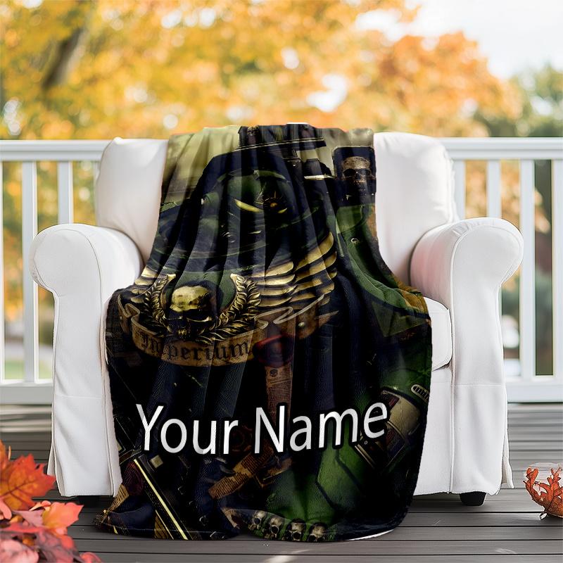 Custom Name Warhammer 40K Theme Printed Blanket - Perfect for Couch, Bed, Travel & Outdoor Use | Machine Washable, Cozy & Durable.