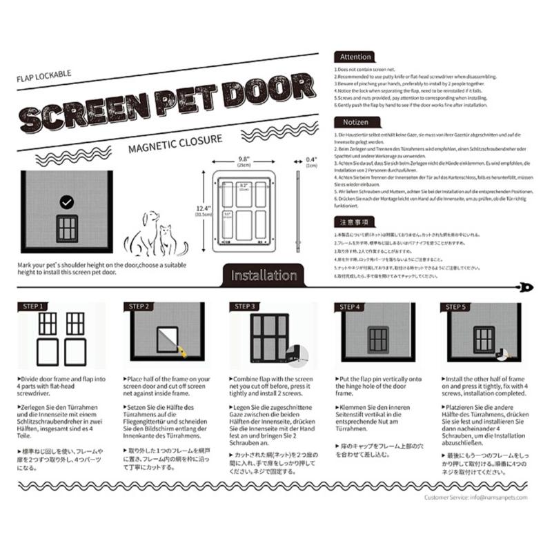 Cat Door Flap Free Entry and Exit Locking Cover Screen Door Mounted Clear Flap Get-in-anytime Upgraded Door