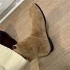 Korean Version Of Maillard Suede Suede Flat-Bottomed Western Cowboy Boots Short Boots Women'S Autumn And Winter Versatile Rear Zipper Thin Boots