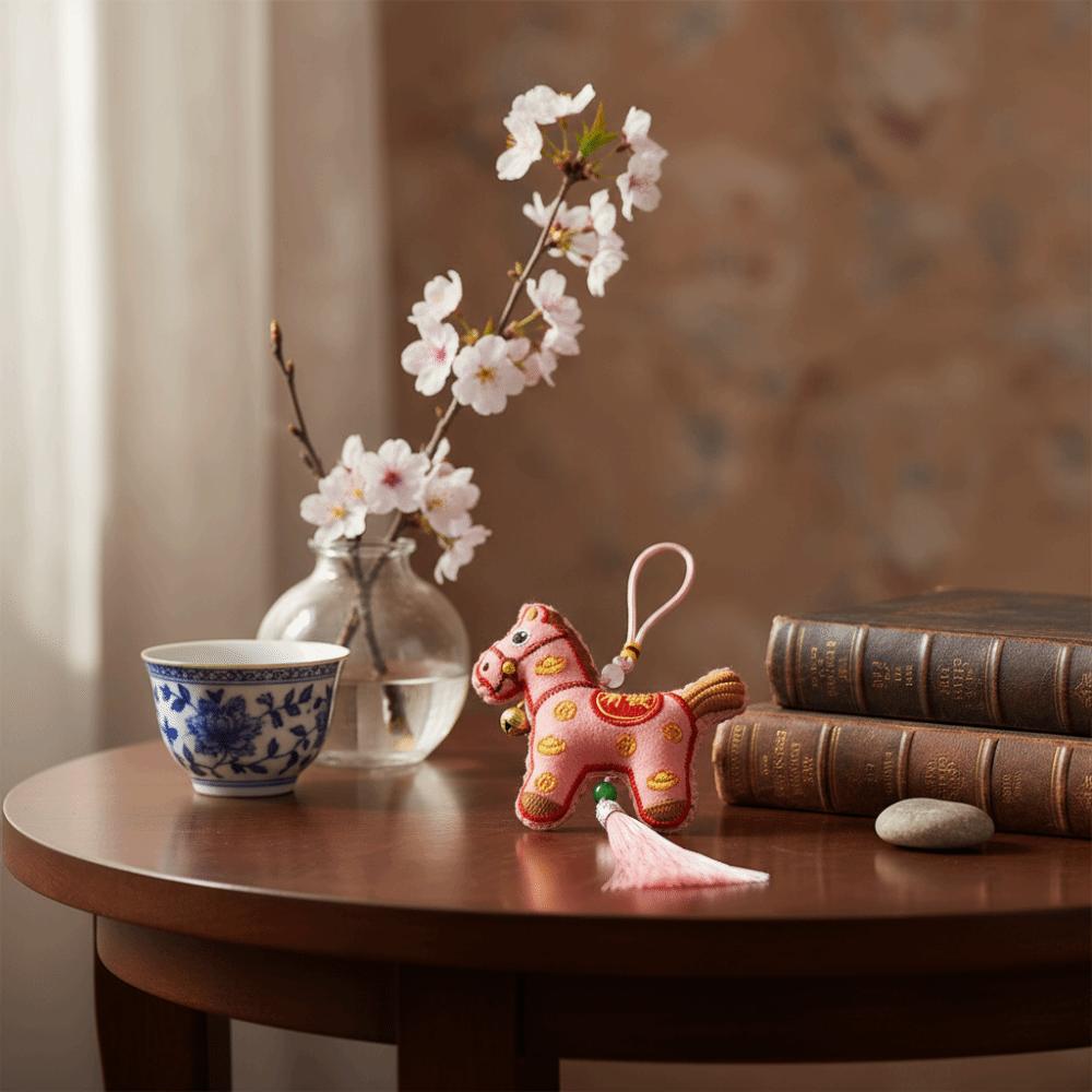 Spring Festival Pony Embroidered Pendant Tassel Horse Hanging Decoration  Festive Accessory