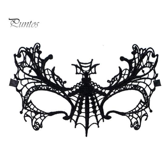 Spinnennetz-Motto Partyzubehör Halloween-Kostüm für Damen Schwarzes Spitzen-Stirnband Choker Handschuhe Feiertagsdekorationen Umhang Maske Oberschenkelhohe Lange