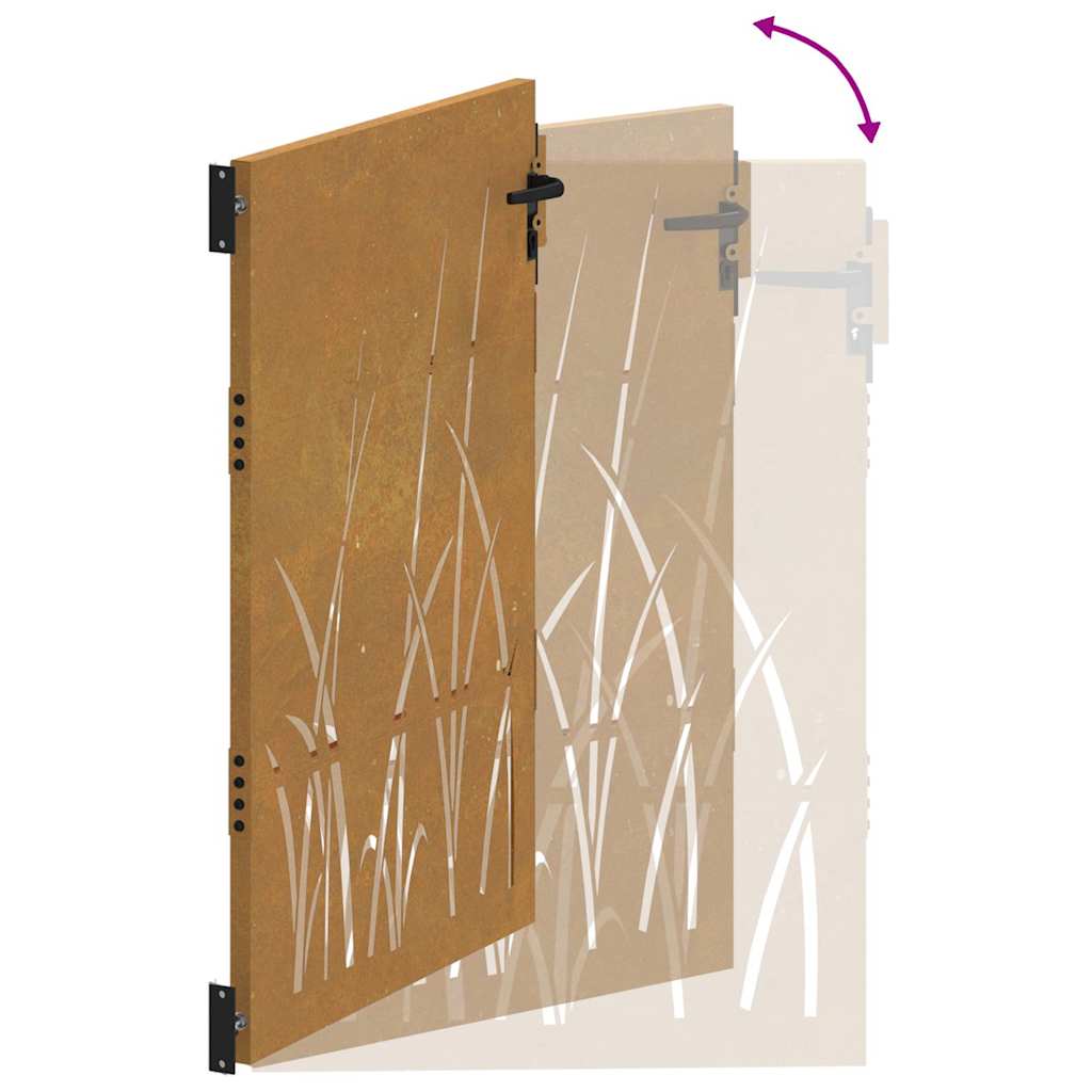 Garden Gate 85 x 125 cm Corten Steel Grass Design