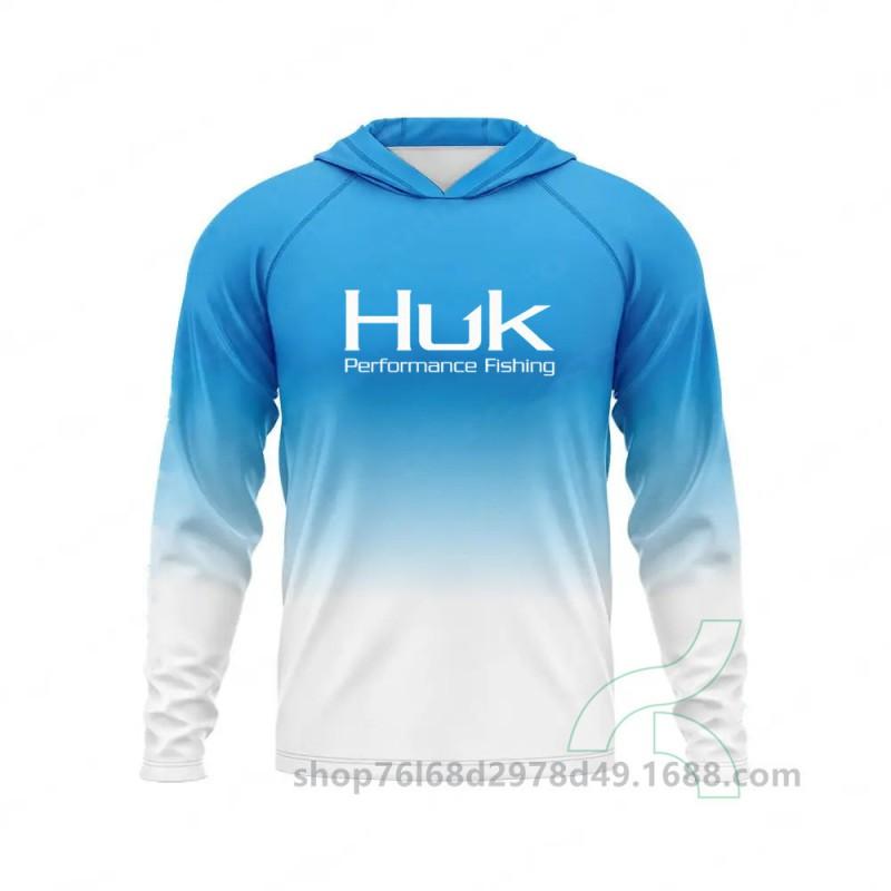 Mens UPF 50 Quick-Dry Fishing Shirt With Hood Long Sleeve Breathable Outdoor T-Shirt Angling Wear