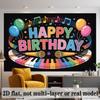 Music Theme Birthday Banner, Instruments Photo Backdrop Wall Decor for Party