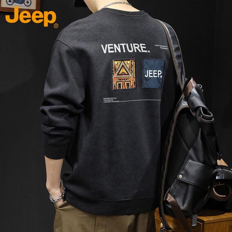 

JEEP Men s Heavyweight Loose Fit Round Neck Long Sleeve Sweatshirt 4XL