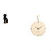 Resin Cat Figurine Sculpture And Minimalist Nordic Wood Wall Clock Decorative Ornament for Bedroom