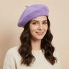 Béret de Couleur Unie Bonnet Tricoté Doux Bonnet en Laine Peintre Voyage