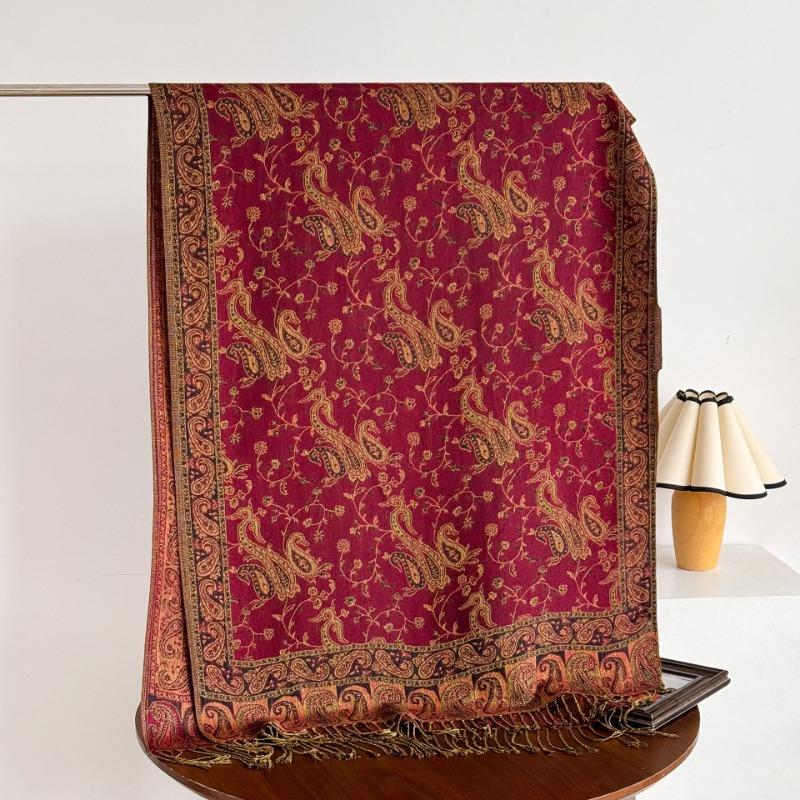 Vintage Elegant Paisley Printed Long Tassel Scarf For Women Travel