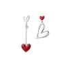 925 Silver Red Asymmetric Love Heart Earrings Sweet Peach Jewelry For Women Wedding Party Fashion