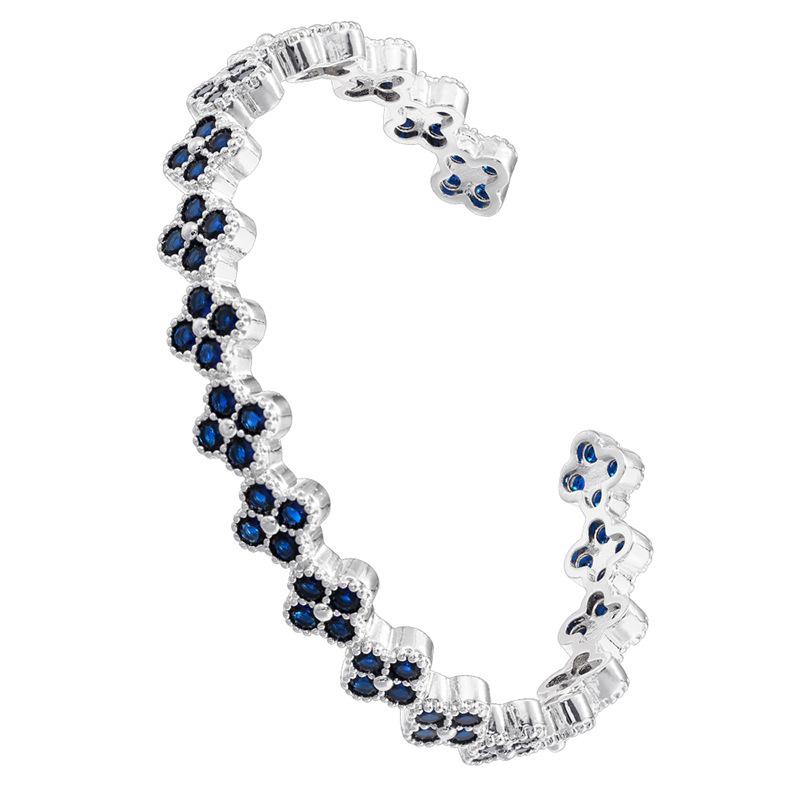 Light Luxury Copper With Colored Diamonds Clover Opening Adjustable Bracelet Flower Petal Bracelet Vl570