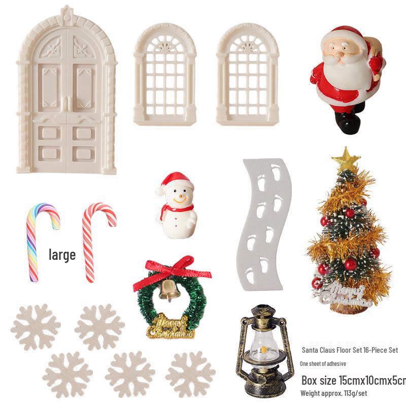 Christmas Dollhouse Decor: Santa, Snowman & Mini Ornaments for Doorway/Floor/Courtyard Scene