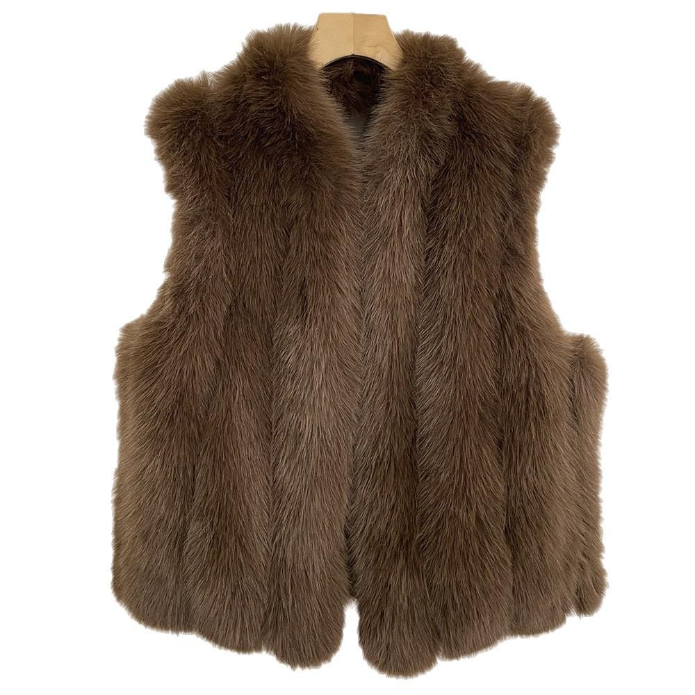 Winter new imitation fox hair short vest women's fashion thin warm vest environmentally friendly plush sleeveless jacket