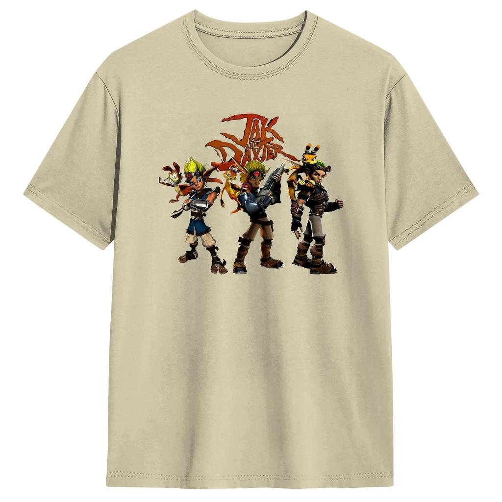 T-shirt Harajuku Spiaggia Jak and Daxter T-shirt Novità Maglietta in Puro Cotone per Unisex Y2K Casual Top a Maniche Corte Magliette